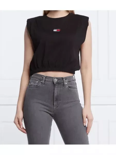 Tommy Jeans Tricou | Cropped Fit negru