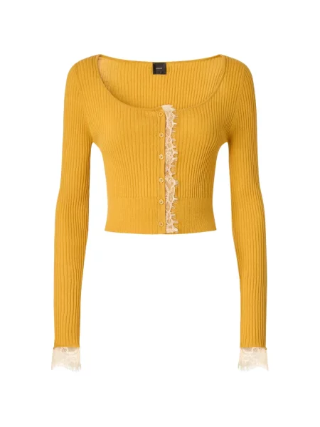 Cardigan Pinko din dantelă galben
