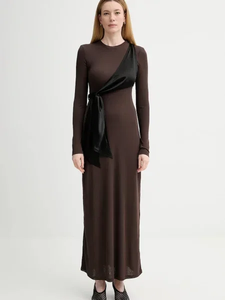 Nanushka rochie maxi mulată maro