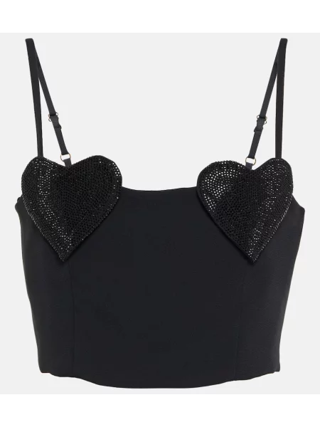 Top Blumarine z kryształkami o krotszym kroju czarny