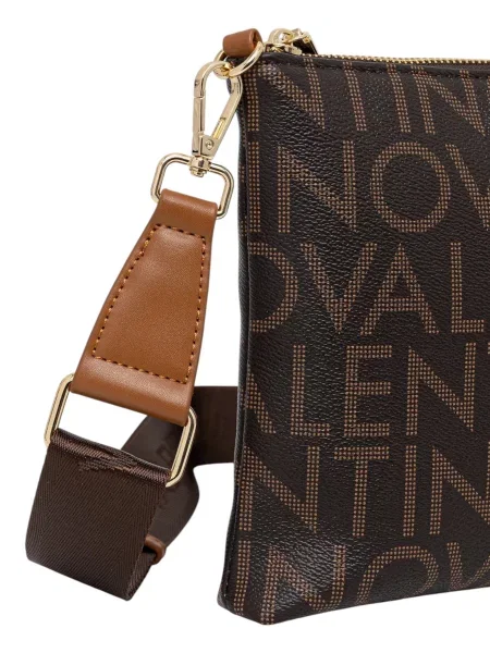 Lniana torebka Valentino By Mario Valentino biznesowa brązowa