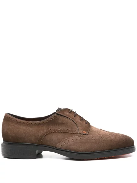 Pantofi derby Santoni din piele maro
