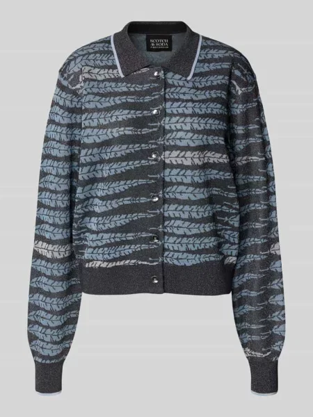 Kurtka z dzianiny z mieszanki z wykładanym kołnierzem i listwą guzikową Scotch & Soda