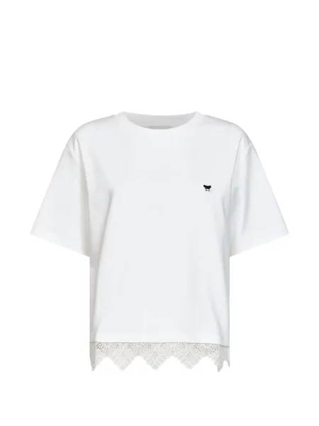 Tricou Weekend Max Mara cu broderie din dantelă alb