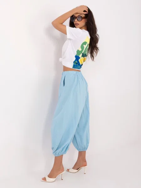 Pantaloni Italy Moda de catifea alb
