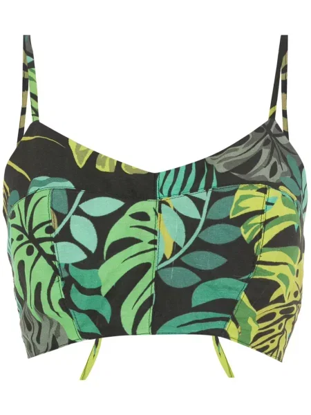 Top Amir Slama z nadrukiem w tropikalny nadruk o krotszym kroju zielony