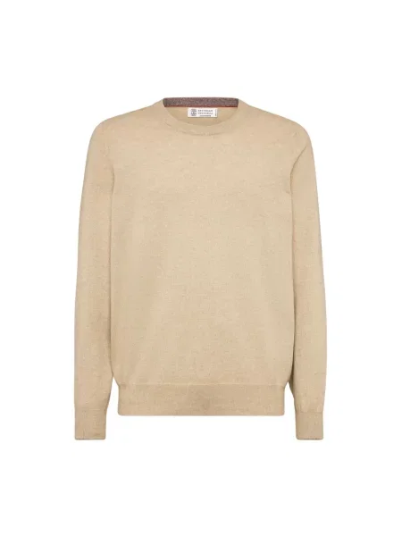 Sweter Brunello Cucinelli z kaszmiru beżowy
