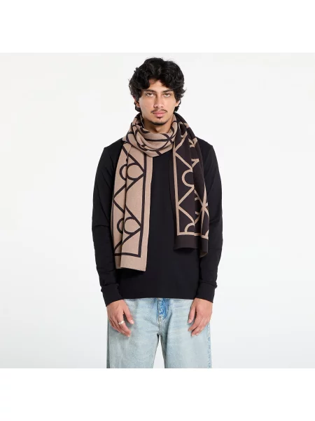 Fular Calvin Klein Emblem Aop Jcq Fine Rib Scarf negru