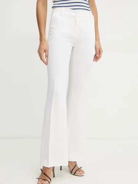 Luisa Spagnoli pantaloni din in femei evazati high waist bej