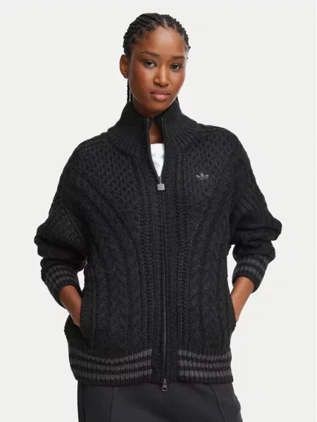 Adidas Cardigan Cable Knit Firebrid Track Top negru