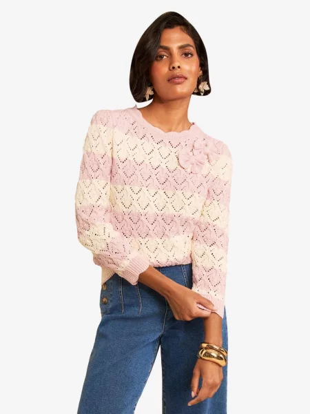 Love & roses Pulover crem roz