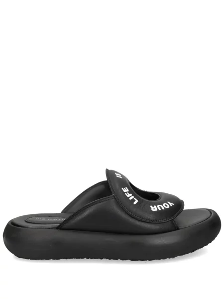 Papuci Vic Matié din piele cu imagine negru