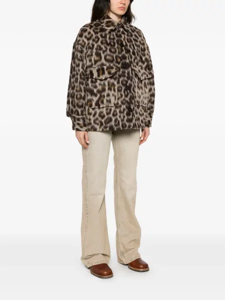 Geacă Alberto Biani de lână cu imagine cu model leopard