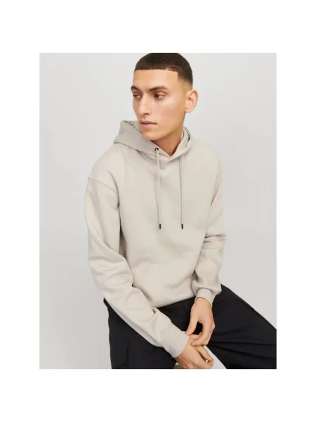 Jack & Jones sweter z kapturem JJEstar Mężczyźni szary|beżowy jednolity S beżowy