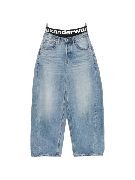 Blugi cu picior larg Alexander Wang cu autograf albastru