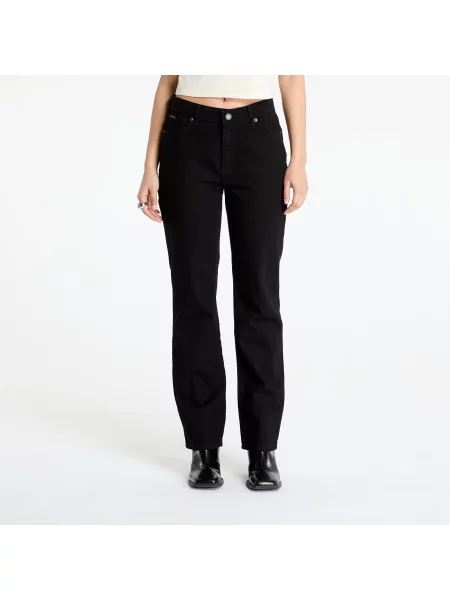 Kalhoty Guess JEANS Mid-Rise Straight Jeans Black Overdye 27 černé