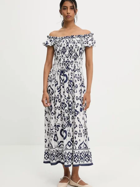 Рокля Answear.LAB среднодълга разкроена синьо