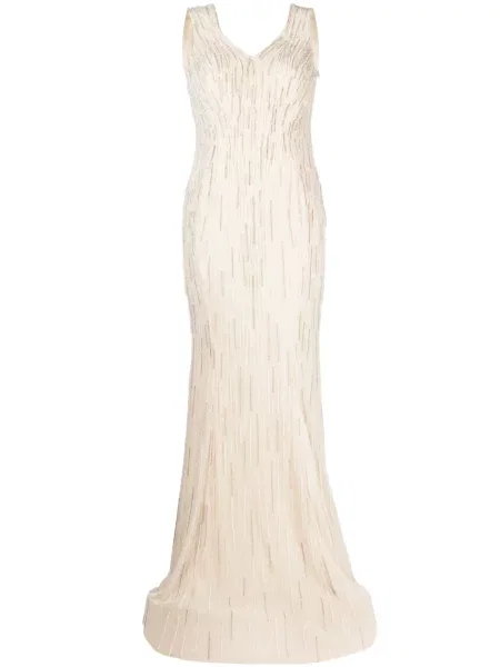 Rochie Saiid Kobeisy cu mărgele alb