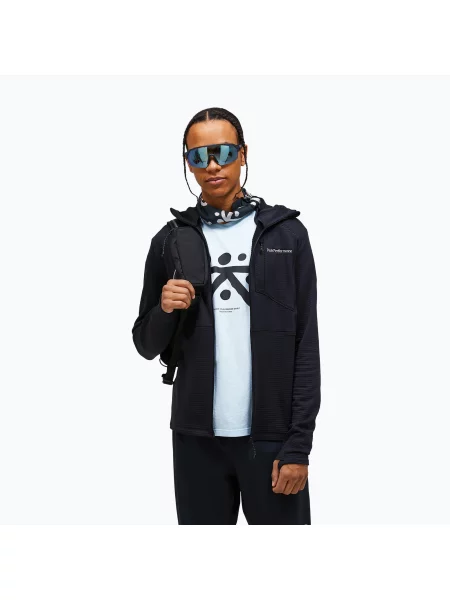 Hanorac cu glugă Peak Performance din fleece cu glugă negru