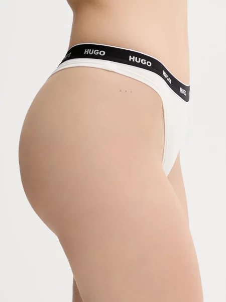 HUGO Kalhotky brazilky THONG STRIPE PYP béžové