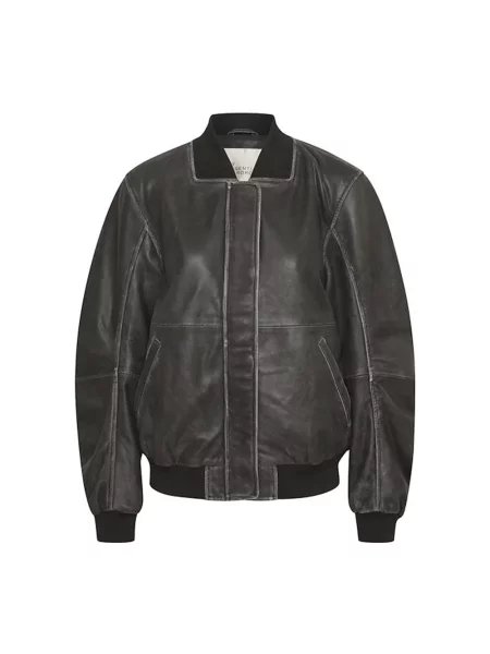 Kurtka skórzana My Essential Wardrobe retro szara