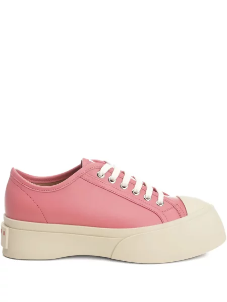Sneakerși Marni cu șireturi cu platformă din dantelă roz