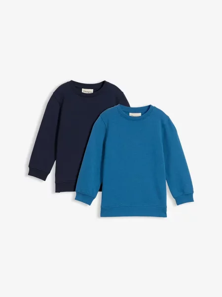 Bluza z miękkiego materiału z bawełną 2 szt. niebieska