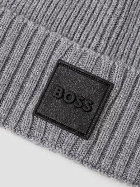 Шерстяная шапка Boss серая