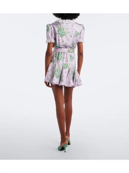 Rochie Rodarte de mătase cu model floral violet