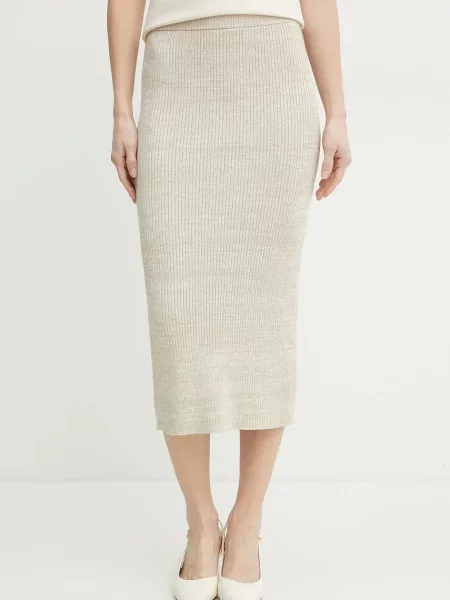 Fustă tip creion Boss până la genunchi bej