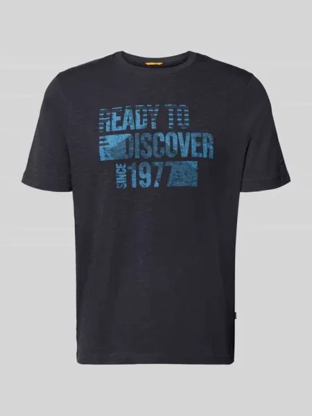 T-shirt o kroju regular fit z czystej bawełny Camel Active granatowa
