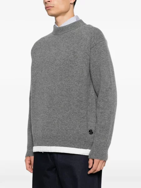Pulover Sacai cu autograf cu cordon gri
