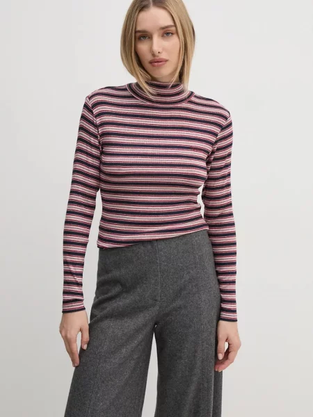 Блуза с дълги ръкави Pepe Jeans EFELINA с ниско поло червено