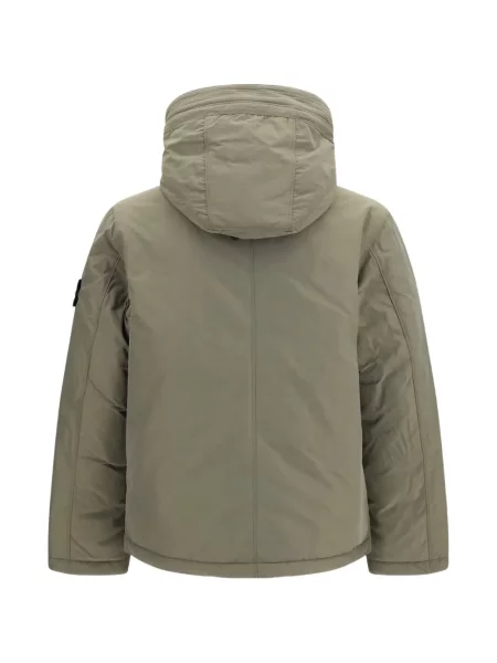 Geacă Stone Island cu glugă cu strasuri verde