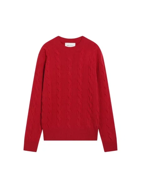 Sweter Ami Paris wełniany z logo czerwony