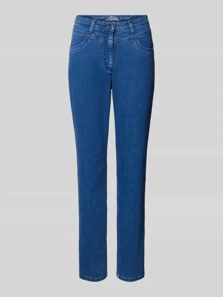 Jeansy z prostą nogawką i ozdobnymi szwami model ‘Laura’ Raphaela By Brax niebieskie