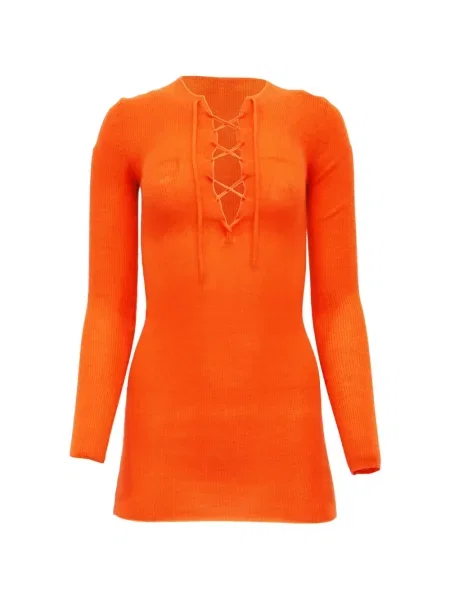 Top Ganni din dantelă lung portocaliu