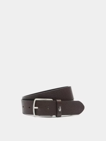 Кожаный ремень Lacoste с ремешками коричневый