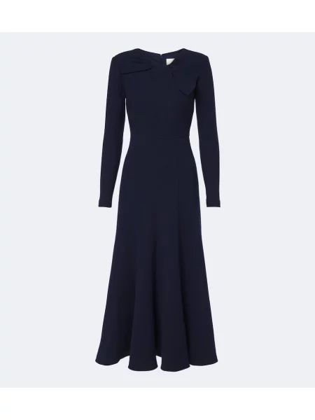 Rochie de cocktail Roland Mouret cu funde de lână albastru