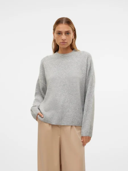 VERO MODA Sveter VMBOOM svetlosivá sivá