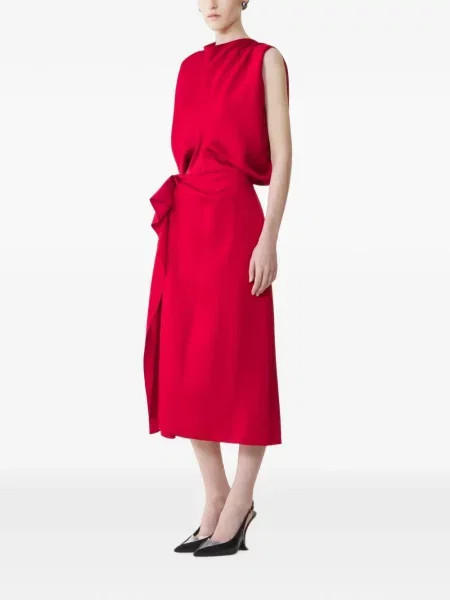 Rochie midi Lanvin cu volane drapată roșu