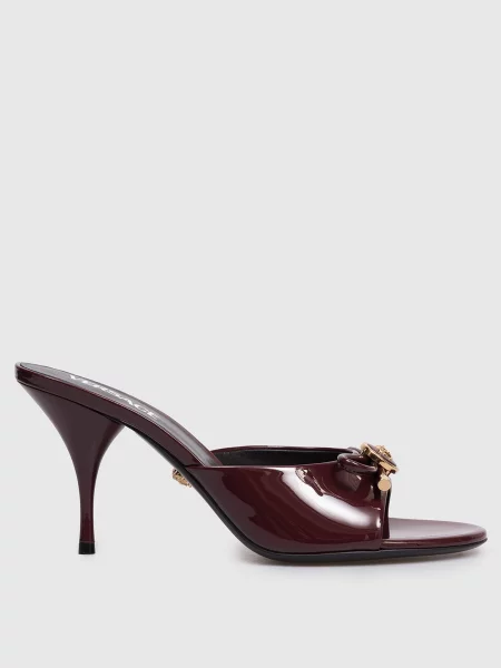 Шкіряні лаковані мюлі Opera Bow Versace бордові