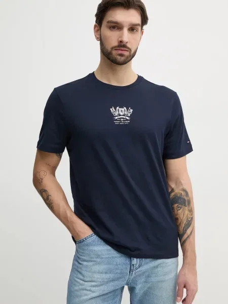 Tommy Hilfiger t-shirt z aplikacją granatowy