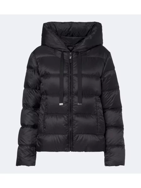 Geacă cu puf Max Mara cu glugă negru