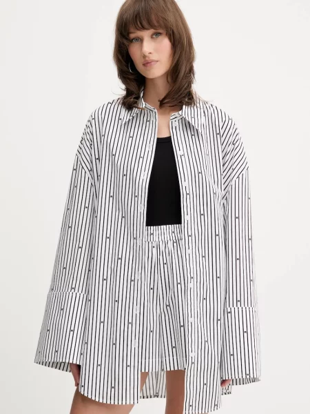 Rotate cămașă din cu guler clasic relaxed negru