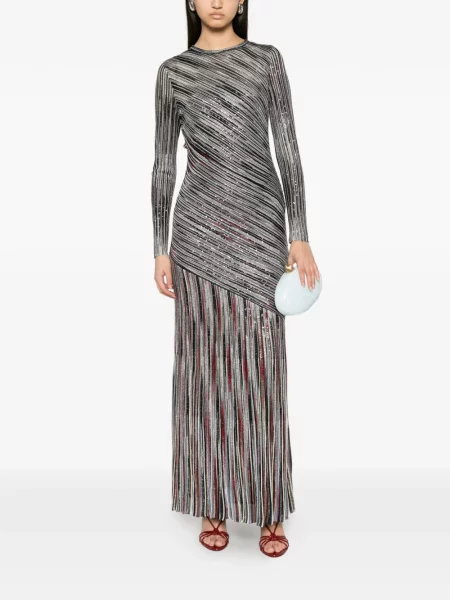 Rochie maxi Missoni cu paiete cu dungi negru