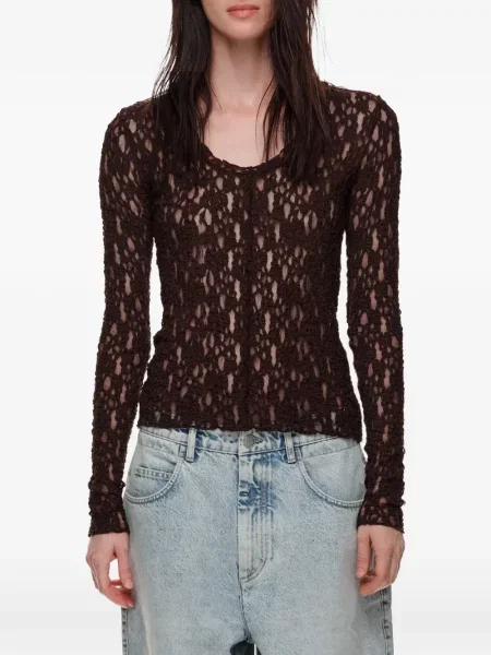 Tricou Bimba Y Lola din dantelă maro