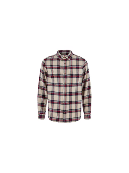 Fjällräven Övik Heavy Flannel Shirt M Light Fossil-Deep Red Mężczyźni Koszula Fjällräven Wielobarwny Size: S czerwona