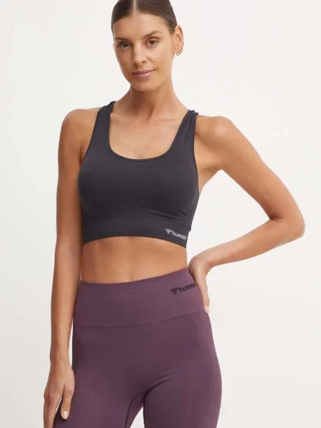 Спортен сутиен Hummel Tif розово с изчистен дизайн черно