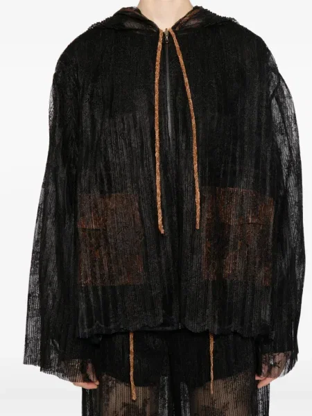 Geacă Quetsche cu glugă din dantelă negru